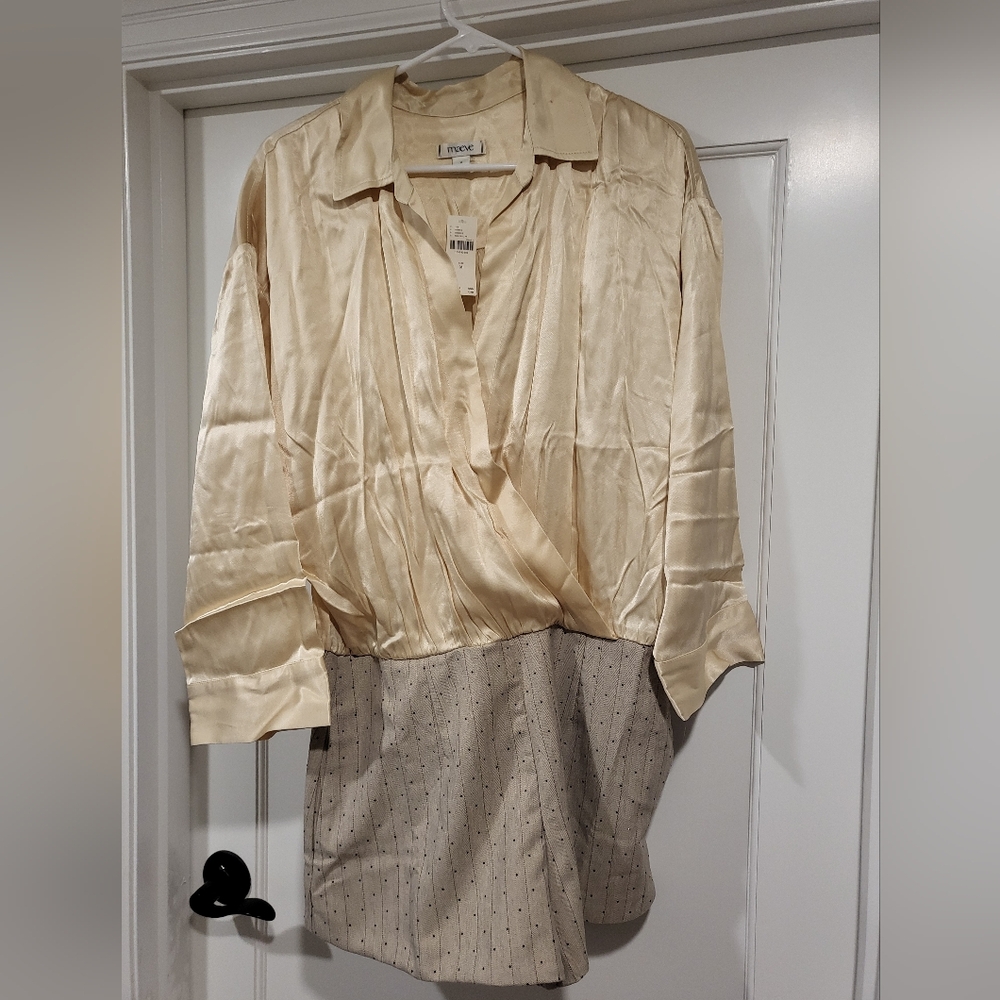 Maeve Long Sleeve Satin Twofer Romper - Picture 2 of 8
